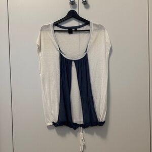 Elegant White and Navy Women's Top